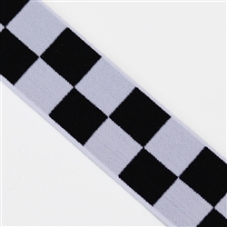 Black & White Checkered 1 1/2 Inch Elastic - Reversible