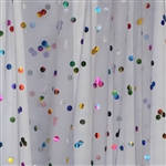 Gray Party Dot Tulle with Rainbow Foil Dot - Confetti Dot Collection by Ruffle Fabric