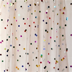 Party Dot Tulle with Rainbow Foil Dot - Confetti Dot Collection by Ruffle Fabric