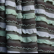 Image of "Mint Chocolate" Striped Ruffle Fabric - in super soft & cozy knit