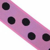 Image of Bright Pink & Black Polka Dot 1 1/2 Inch Elastic - Reversible