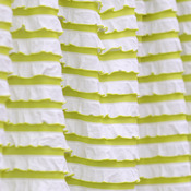 Image of "Margarita" Striped Cascading Ruffle Fabric - Lemon/Lime and White