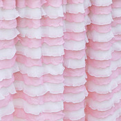 Image of Parfait Pink - Pink and White Striped Cascading Ruffle Fabric