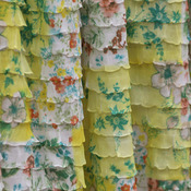 Image of Yellow Floral Cascading Ruffle Fabric