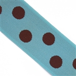 Robin Egg Blue & Brown Polka Dot 1 1/2 Inch Elastic - Reversible