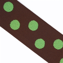 Brown & Lime Polka Dot 1 1/2 Inch Elastic - Reversible