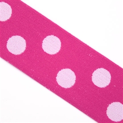 Hot Pink with Light Pink Polka Dot Elastic- 1 1/2 Inch Wide, Reversible