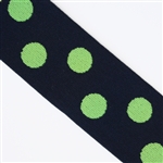 Navy & Lime Polka Dot 1 1/2 Inch Elastic - Reversible