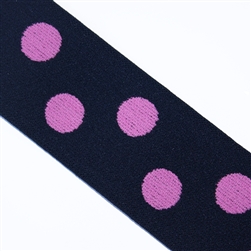 Pink & Navy Polka Dot 1 1/2 Inch Elastic - Reversible