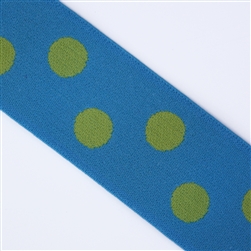 Turquoise & Lime Polka Dot 1 1/2 Inch Elastic - Reversible