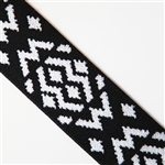 Black and White Aztec Elastic - 1 5/8" wide