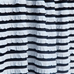 Navy and white striped ruffle fabric