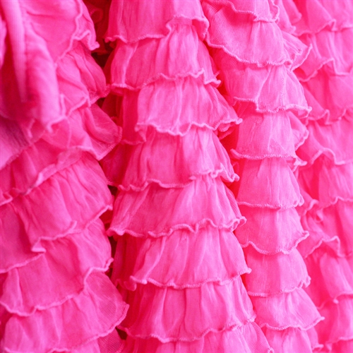 Frilly electric pink ruffle fabric double stretch