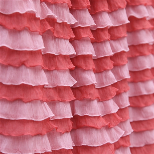 Sunset Cascading Ruffle Fabric - in light peachy pink and coral