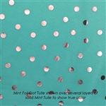 Mint Tulle with Gold Foil Dot - Confetti Dot Collection by Ruffle Fabric