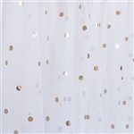 White Party Dot Tulle with Gold Foil Dot - Confetti Dot Collection by Ruffle Fabric