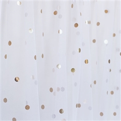 White Party Dot Tulle with Gold Foil Dot - Confetti Dot Collection by Ruffle Fabric